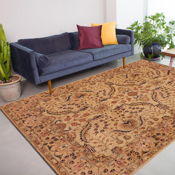 handmade Traditional Kafkaz Chobi Ziegler Beige Tan Hand Knotted RECTANGLE 100% WOOL area rug 9 x 12